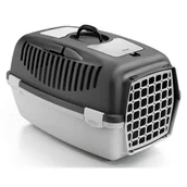 Transportery dla kotów - Gulliver Stefanplast Transporter 2 z plastikowymi drzwiczkami szary 97201 - miniaturka - grafika 1