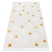 Dywany dla dzieci - Dywan YOYO GD75 biały / pomarańczowy - Gwiazdki, koła dla dzieci, strukturalny, sensoryczny Frędzle beżowy 200x290 cm - miniaturka - grafika 1
