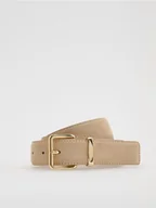 Paski - Reserved - Skórzany pasek - beżowy - miniaturka - grafika 1