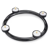 Świeczniki - Świecznik metalowy czarny na 4 świeczki 28x3,5 cm - miniaturka - grafika 1