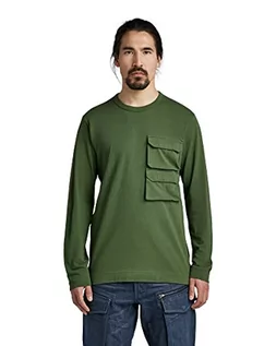 Koszulki męskie - G-STAR RAW Męski T-Shirt, zielony (dk nuri Green C336-3476), XXL - grafika 1