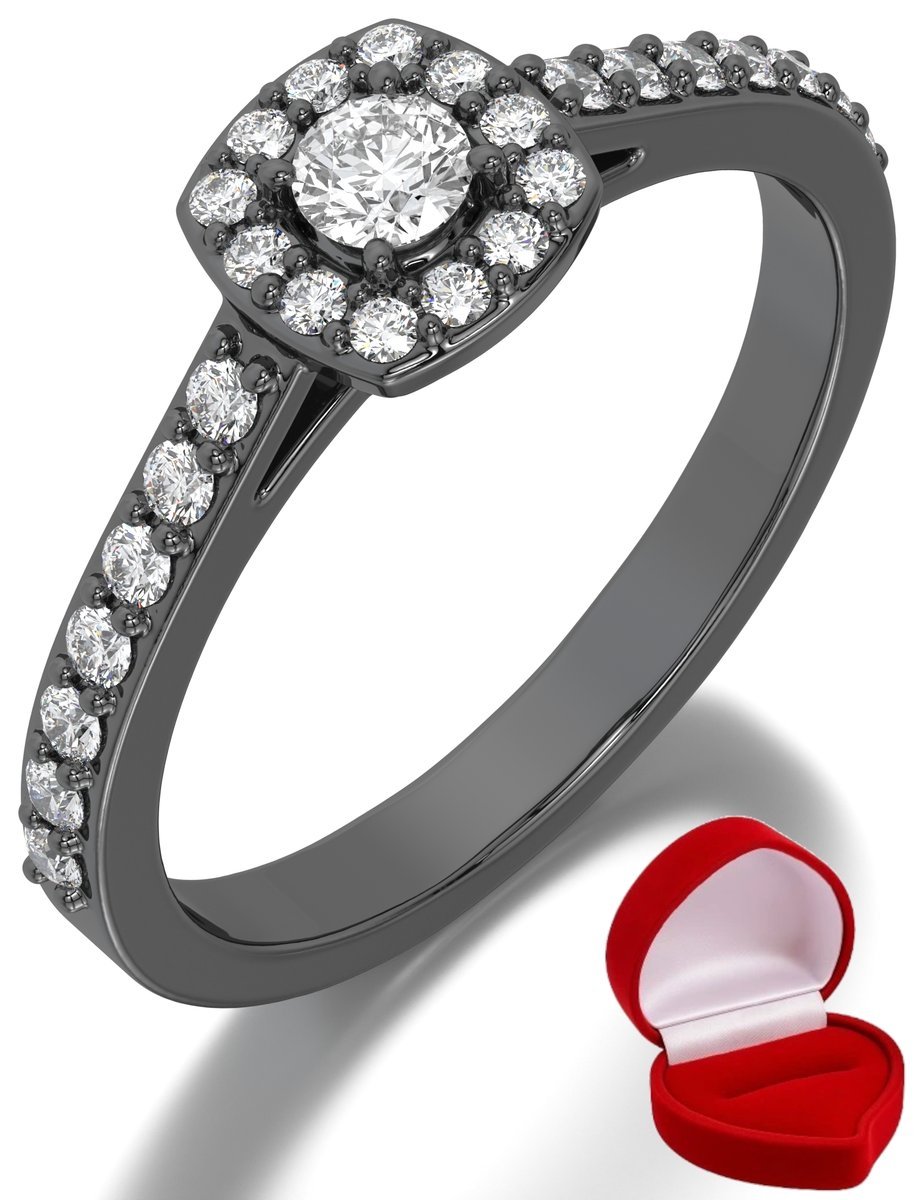 ZŁOTY PIERŚCIONEK ZARĘCZYNOWY 585 14k BRYLANT LAB 0,09 ct CZARNE ZŁOTO R16