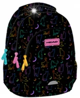 Plecaki szkolne i tornistry - PLECAK SZKOLNY MŁODZIEŻOWY TORNISTER DLA DZIEWCZYN CZARNY KOT Z KOTKIEM - miniaturka - grafika 1