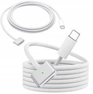 Kable USB - QIKtech Kabel przewód MagSafe 3 - USB-C 140W do MacBook / Pro / Air Magnetyczny 2m Biały - miniaturka - grafika 1