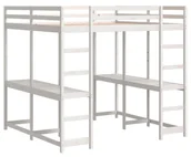 Łóżka dla dzieci i młodzieży - Białe łóżko na antresoli z podwójnym biurkiem 140x200 E0-K86 - miniaturka - grafika 1