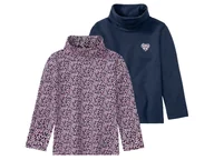 Bluzki dla dziewczynek - lupilu® Golfy dziewczęce z bawełną, 2 sztuki (Granatowy/śliwkowy/różowy, 86/92) - miniaturka - grafika 1