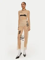 Sukienki - Patrizia Pepe Sukienka koktajlowa 8A1389 J223-B806 Beżowy Slim Fit - miniaturka - grafika 1