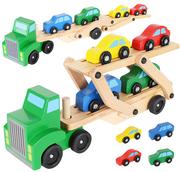 Samochody i pojazdy dla dzieci - MAXY C.O. Tir drewniany - laweta + zestaw autek 5900779934894 - miniaturka - grafika 1