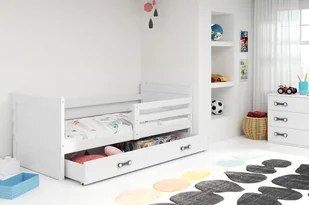 Łóżko dziecięce ze schowkiem i materacem 80 x 190 FERGUS – białe - Łóżka dla dzieci i młodzieży - miniaturka - grafika 1