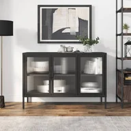 Szafki nocne - vidaXL Szafka, czarna, 105x35x70 cm, szkło i stal - miniaturka - grafika 1
