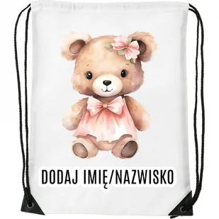 Worek na buty z imieniem do przedszkola szkoły żłobka MISIEK4 - Worki na buty - miniaturka - grafika 1