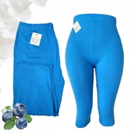 Legginsy - MD52 LEGINSY 3/4 GŁADKIE BŁĘKIT elastyczne miękkie rybaczki 40 42 L XL - miniaturka - grafika 1