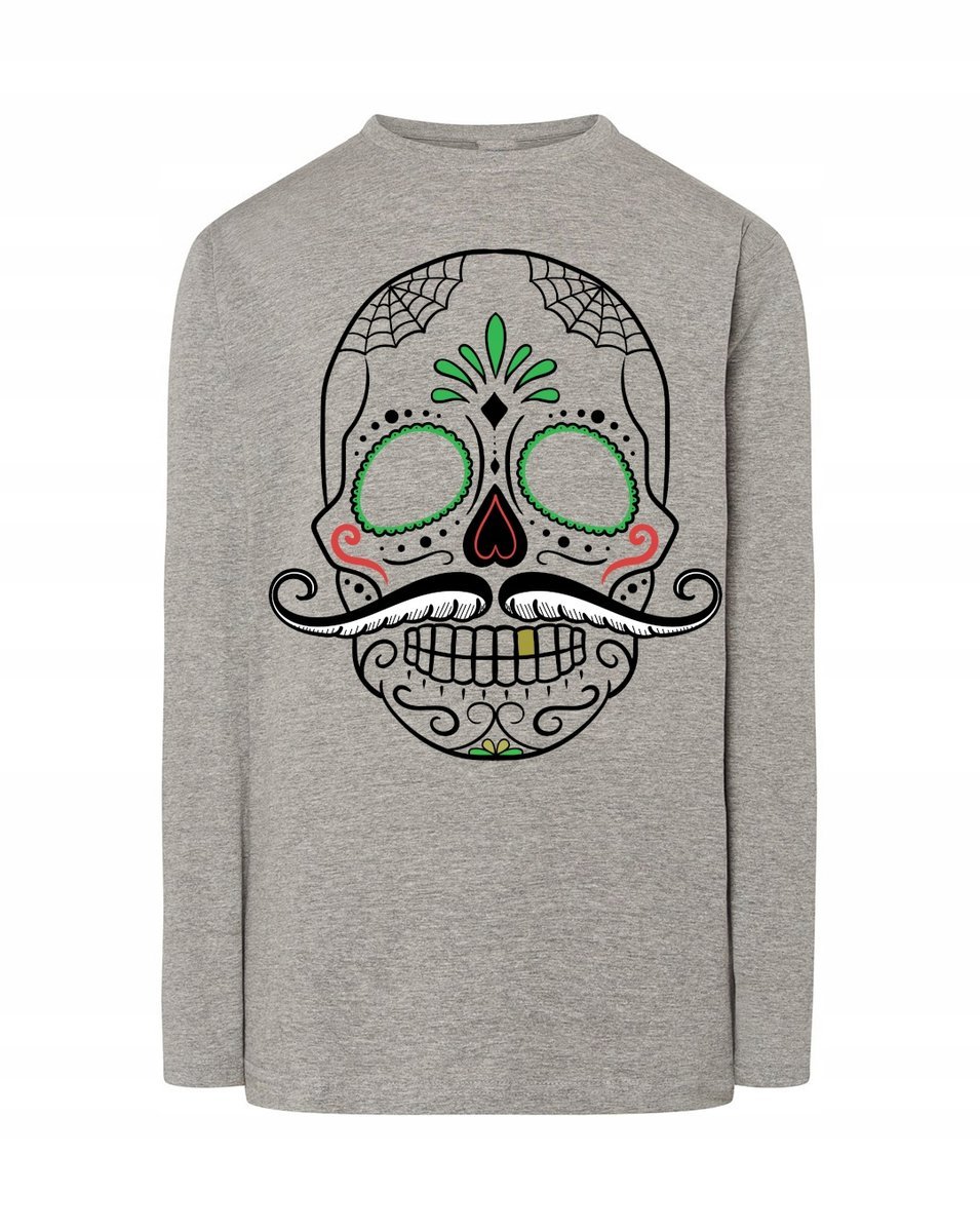 Longsleeve kolorowy fajny nadruk CZASZKA r.S