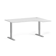 Stoły i stoliki do biura - Stół z regulacją wysokości, 1 silnik, 745 - 1235 mm, narożnik L/P, blat 1600 x 1200 mm, podstawa szara, biały - miniaturka - grafika 1