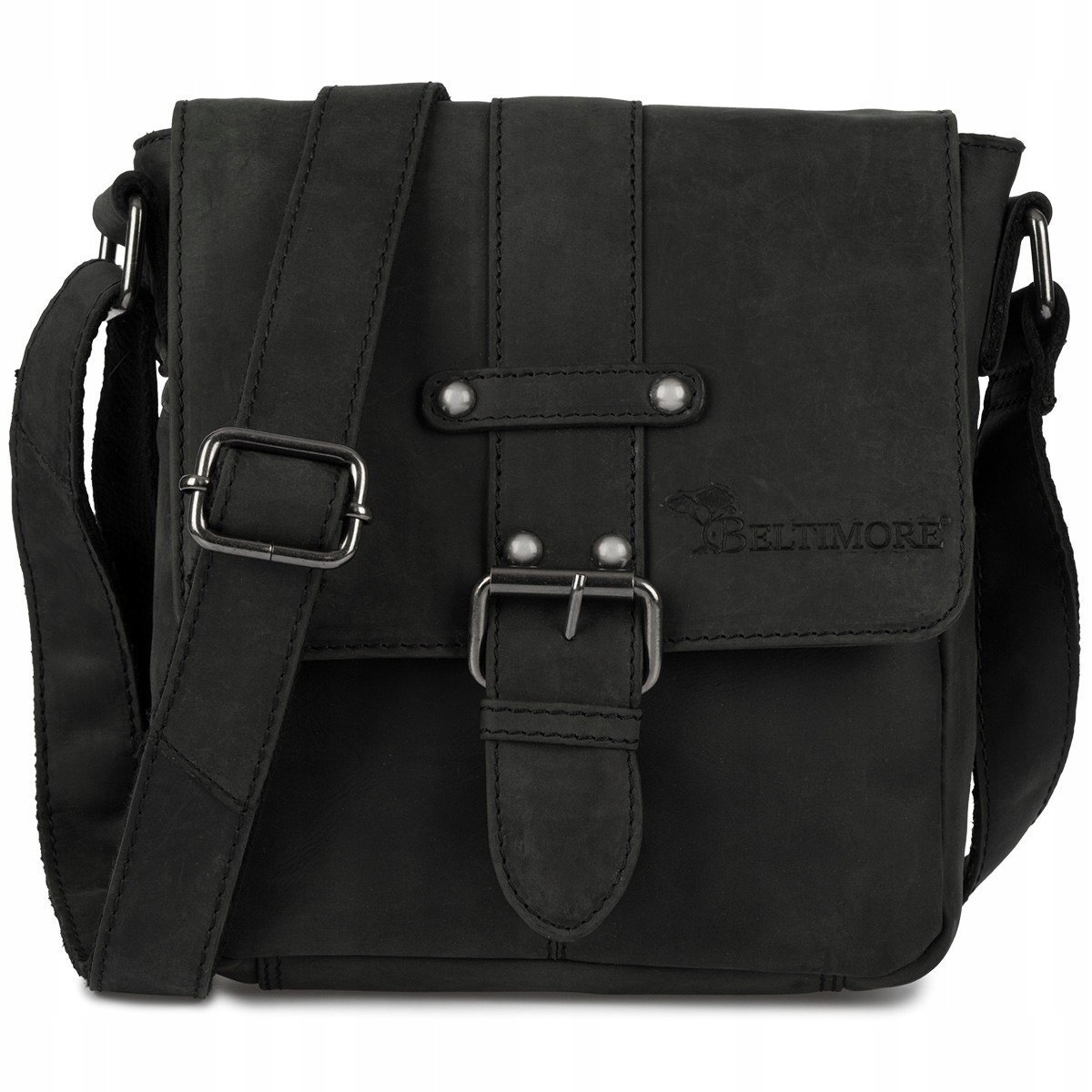 Torba Saszetka Męska Skórzana Na Ramię Elegancka Raportówka Pojemna Czarna