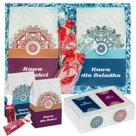 Zestawy upominkowe - Gotowy zestaw prezentowy Box z kawą dla Babci i Dziadka kawa aromatyzowana mix różne smaki czekolada 2 szt. prezent upominek na Dzień Babci i Dziadka - miniaturka - grafika 1