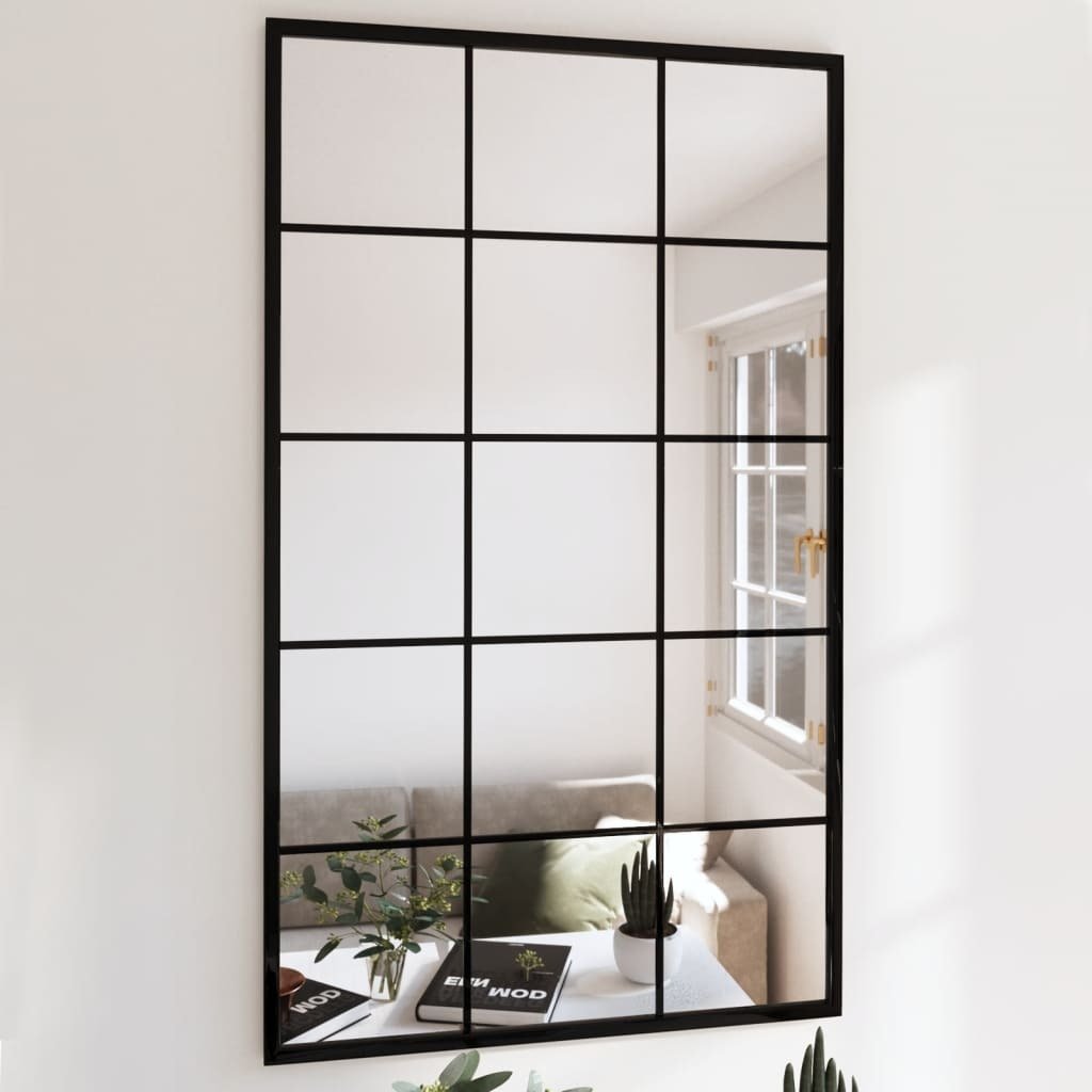 vidaXL Lustro ścienne 2 szt. czarne 100x60 cm metalowe - Lustro ścienne - Lustro - Lustro do przedpokoju - Lustro kwadratowe