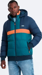 Kurtka męska Ombre Sportowa kolorowa kurtka męska w stylu retro granatowo-pomarańczowa V3 OM-JALP-0175 S - Kurtki męskie - miniaturka - grafika 1