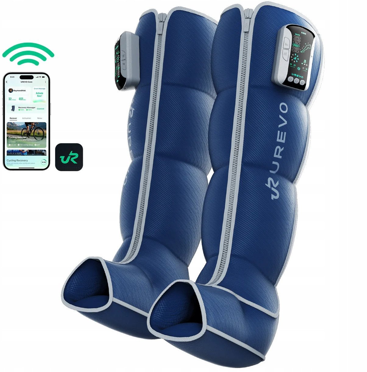 Blue UREVO Recovery Wireless Massager Juodas/Mėlyna