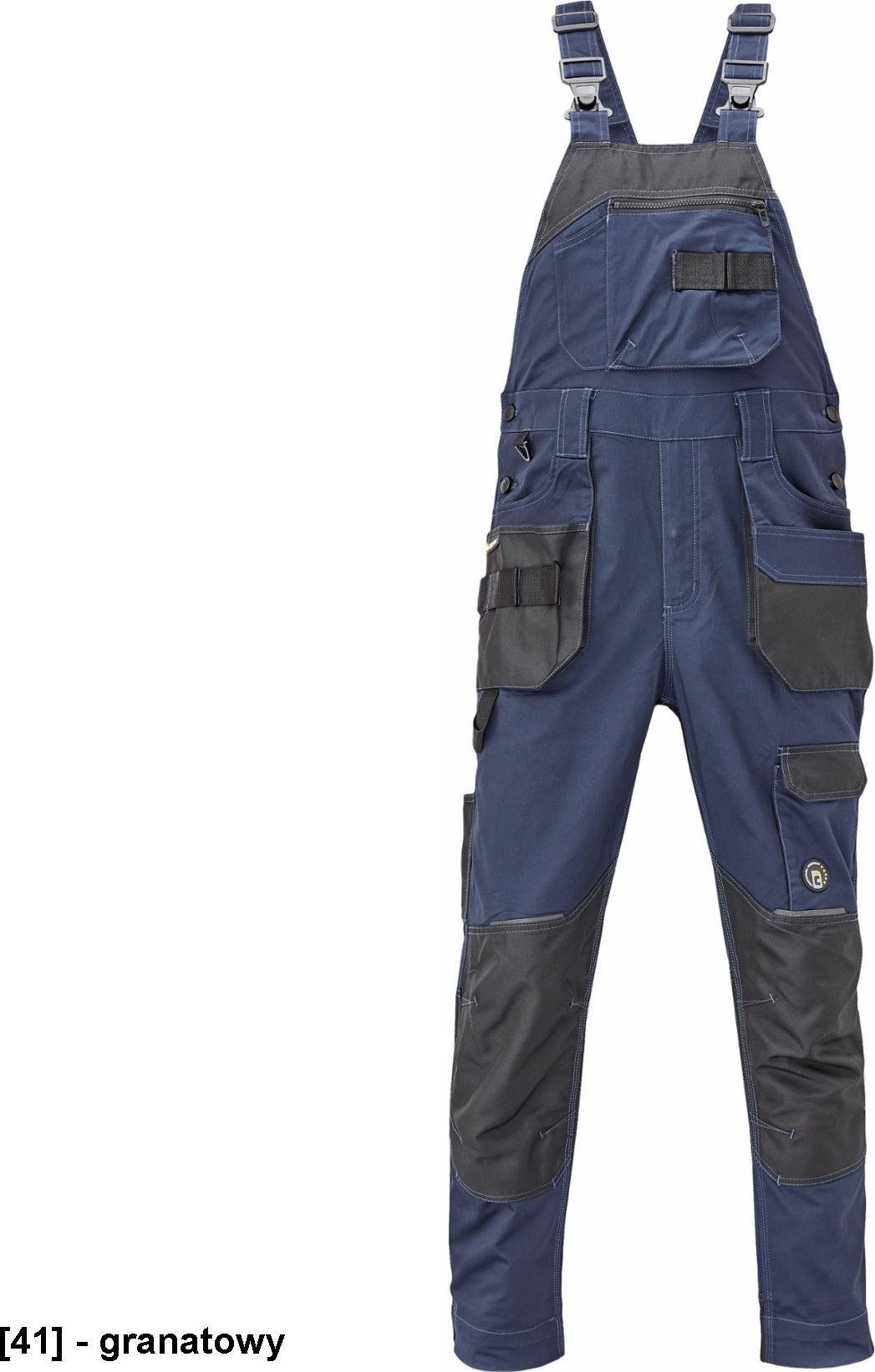 CERVA DAYBORO ogrodniczki - męskie ogrodniczki robocze, odblaskowe elementy, 62% bawełna, 32% poliester, 3% spandex - ciemnobrązowy 46