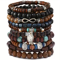 Inne - TEMU Zestaw 10 sztuk Moda Retro Drewniane Koraliki w Kształcie Skrzydełka Kurczaka Męska Ręcznie Robiona Bransoletka z Koralików Wielokolorowe - miniaturka - grafika 1