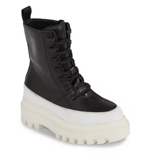 Botki damskie - Botki Calvin Klein Jeans Flatform Lace Up Boot Lth YW0YW01110 Black/Bright White BEH - grafika 1