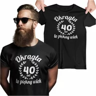 Gadżety dla niej i dla niego - Koszulka na 40 czterdzieste urodziny z napisem Okrągła 40 lat to piękny wiek - miniaturka - grafika 1