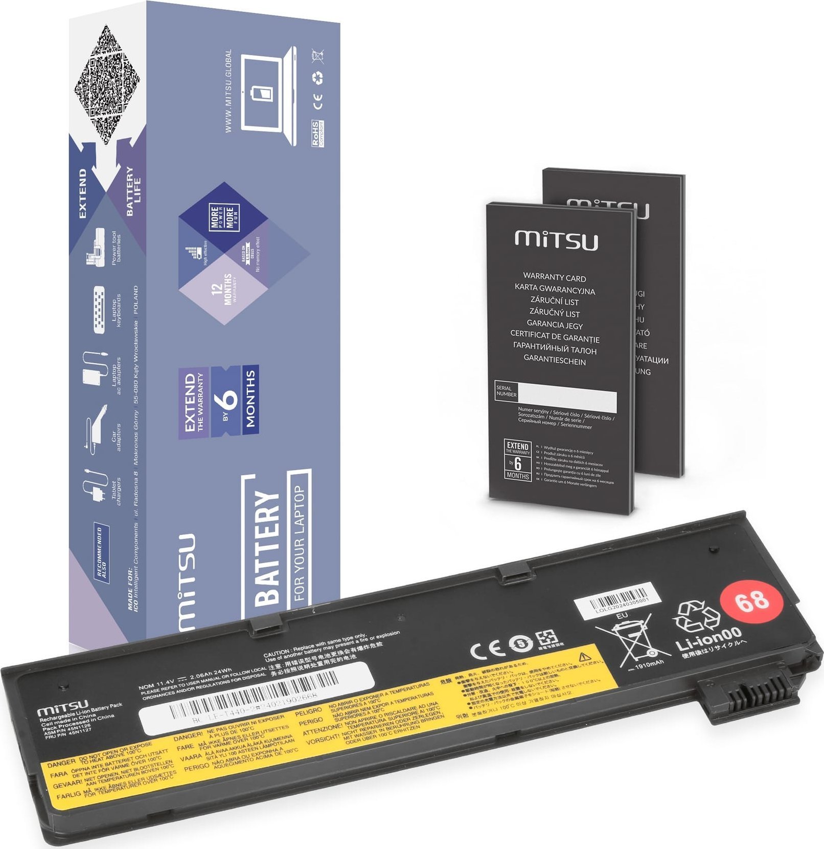 Bateria Mitsu Bateria Mitsu do Lenovo T440, X240 2200mAh BC/LE-T440-2