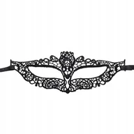 Dodatki do strojów karnawałowych - Maska Koronkowa Na Oczy Panieński Karnawałowa Czarna Haftowana Bal Koronka - miniaturka - grafika 1