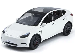 Metalowy Model Tesla Y 1:24 Dźwięk Światła Led Otwierane Drzwi Biała - Samochody i pojazdy dla dzieci - miniaturka - grafika 1