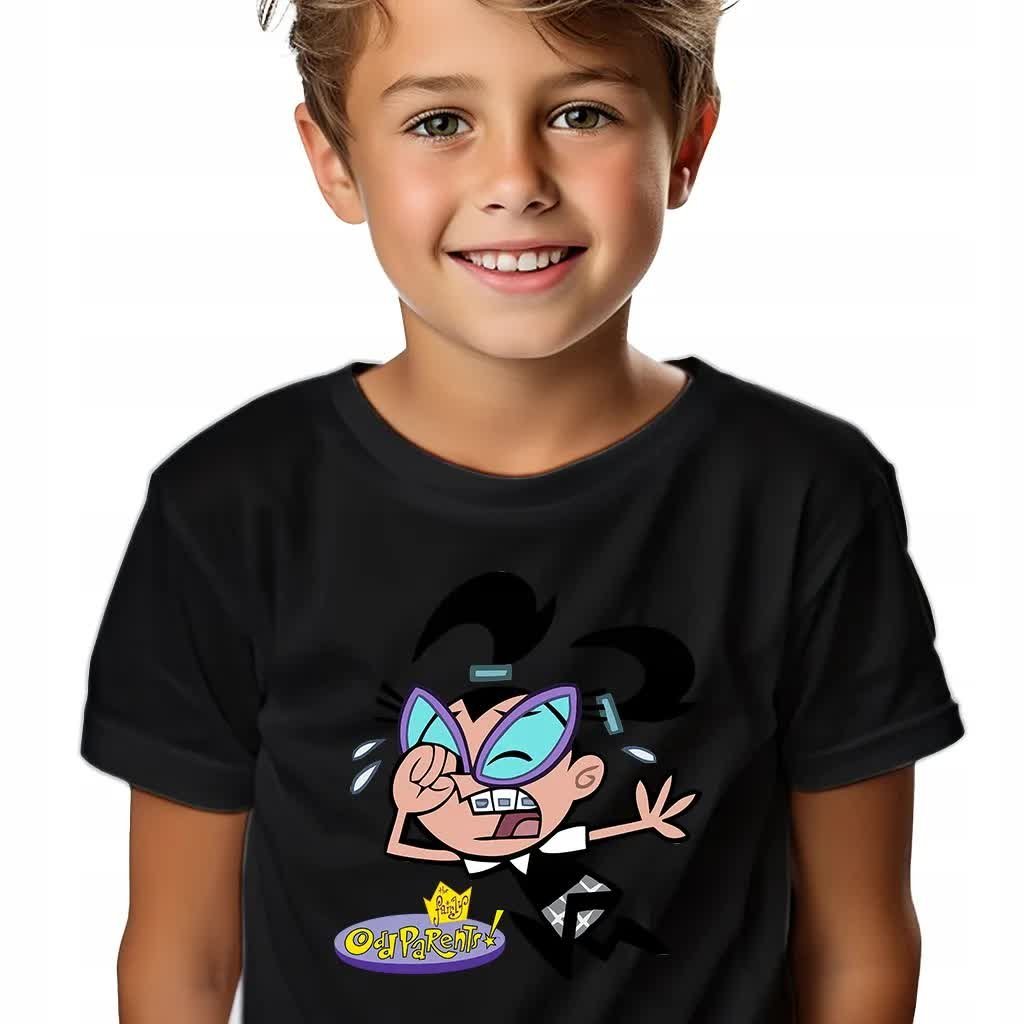 Koszulka Dziecięca Czarna TOTTIE WRÓŻKOWIE CHRZESTNI Rozmiar -152 cm Wzory