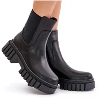 Botki damskie - Botki Sztyblety Ocieplane Na Zamek S.Barski HY42-975 Czarne - miniaturka - grafika 1