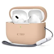 Akcesoria do słuchawek - Etui APPLE AIRPODS PRO 1 / 2 Tech-Protect Silicone Caffe Latte kremowe - miniaturka - grafika 1