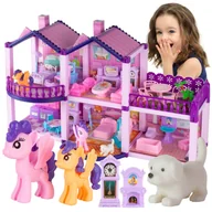 Zabawki interaktywne dla dzieci - Domek dla lalek Willa z Kucykami i Pieskiem, Zestaw dla Dziewczynki - miniaturka - grafika 1