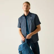 Koszule męskie - Regatta Koszula męska z krótkim rękawem Mindano Niebieski, Cotton, Rozmiar: L - miniaturka - grafika 1