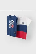 Koszulki dla chłopców - Mayoral t-shirt bawełniany dziecięcy 2-pack kolor niebieski z nadrukiem - miniaturka - grafika 1