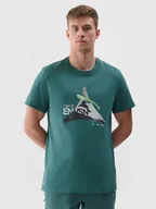 Koszulki męskie - T-shirt męski 100% bawełna 4F 4FRAW24TTSHM2301-40S Zielony - miniaturka - grafika 1
