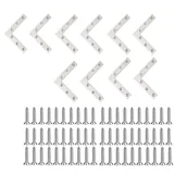 Zawiasy, okucia i inne akcesoria - Zestaw 10 szt. narożników meblowych ze stali nierdzewnej, mocowanie płaskie, łącznik L ze śrubami, 120 x 120 mm - miniaturka - grafika 1