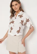 Koszule damskie - Biała Koszula z Bawełną z Motywem Ptaków Lumavisse - miniaturka - grafika 1