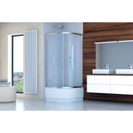 Kabiny prysznicowe - Kabina prysznicowa półokrągła niska Sea-Horse Stylio 80x80x170 - szkło mrożone - miniaturka - grafika 1