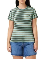 Koszulki i topy damskie - Wrangler Koszulka damska Slim Stripe, Maui Blue, XS - miniaturka - grafika 1