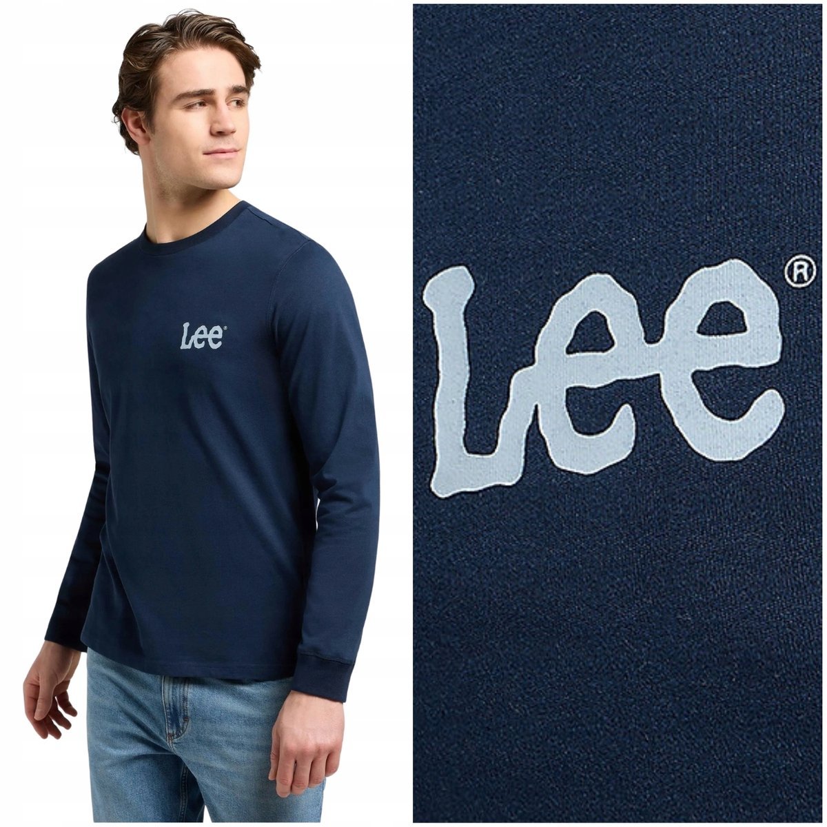 Lee LS Wobbly Tee Rivet longsleeve bawełniana koszulka długi rękaw logo M