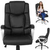 Fotele i krzesła biurowe - Krzesło Biurowe Obrotowe Fotel Biurowy Obrotowy Do Biurka Czarny BRAVO - miniaturka - grafika 1