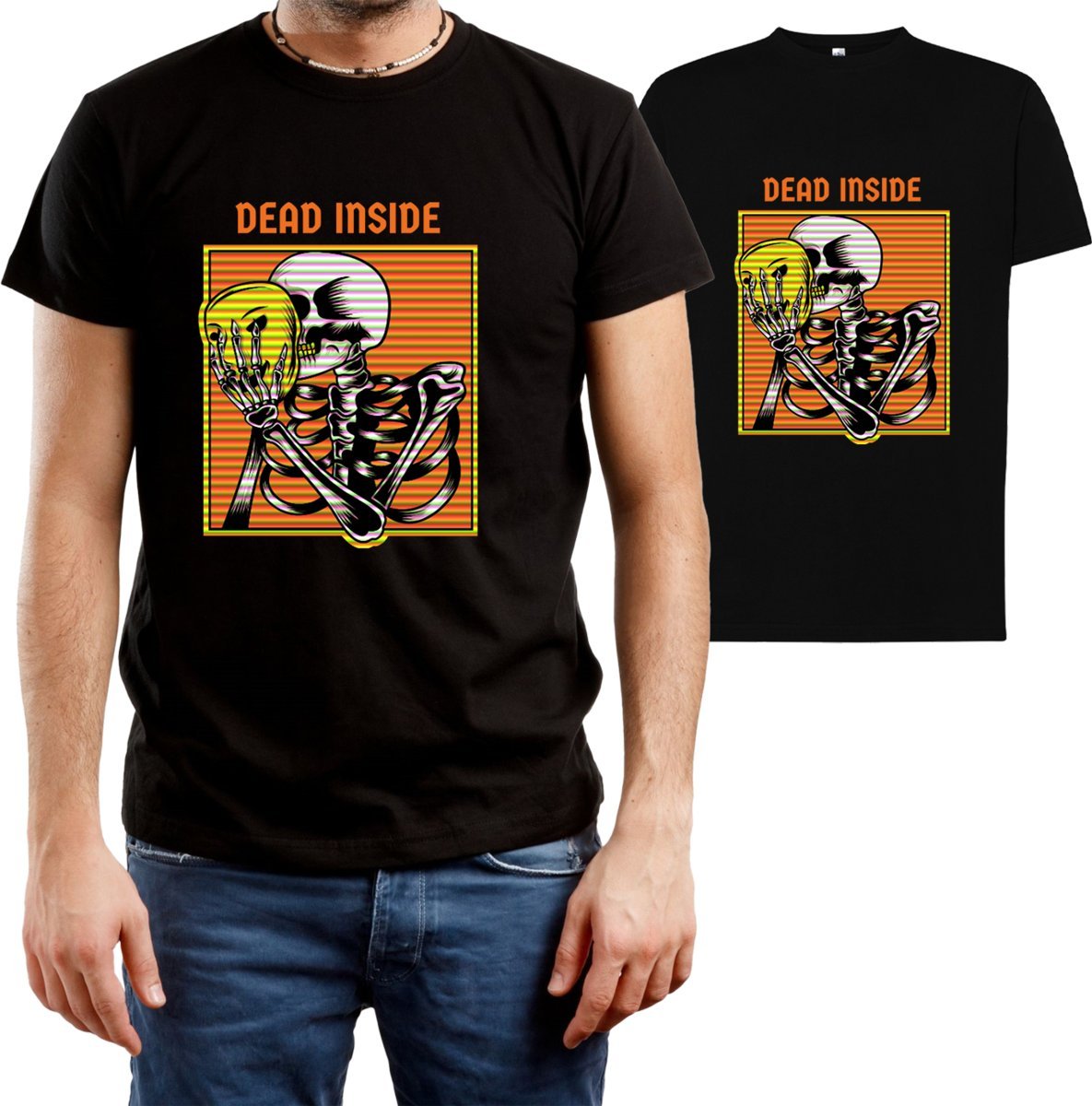 T-Shirt Męski Art Dystans Humor Dead Śmieszna Koszulka Czarna R-Xxl A341