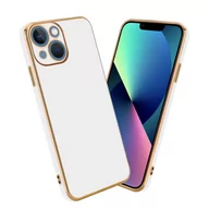 Etui i futerały do telefonów - Pokrowiec Do Apple iPhone 13 Etui w Glossy Biały - Złoto TPU Silikonowe Obudowa Case Cover Cadorabo - miniaturka - grafika 1