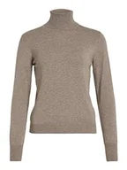Koszulki i topy damskie - Vila Damski top z dzianiny z golfem, Brown Lentil, XL - miniaturka - grafika 1