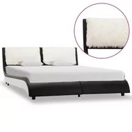 Łóżka - vidaXL Rama łóżka, czarno-biała, sztuczna skóra, 140 x 200 cm - miniaturka - grafika 1