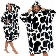 Bluzy damskie - Bluza z Kapturem Koc Kocobluza Duża Gruba Ciepła na Zimę w Łaty Krowa MORAJ - miniaturka - grafika 1