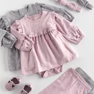 Śpiochy dla niemowląt - Reserved - Bawełniany komplet z opaską - Różowy - miniaturka - grafika 1