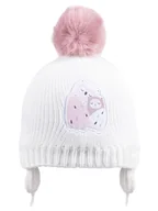 Czapki damskie - Czapka zimowa dziewczęca śpiące sówki biała wiązana 38-40 YOCLUB - miniaturka - grafika 1